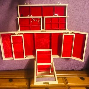 HUGE JEWELRY BOX VELVET WITH JEWELRY